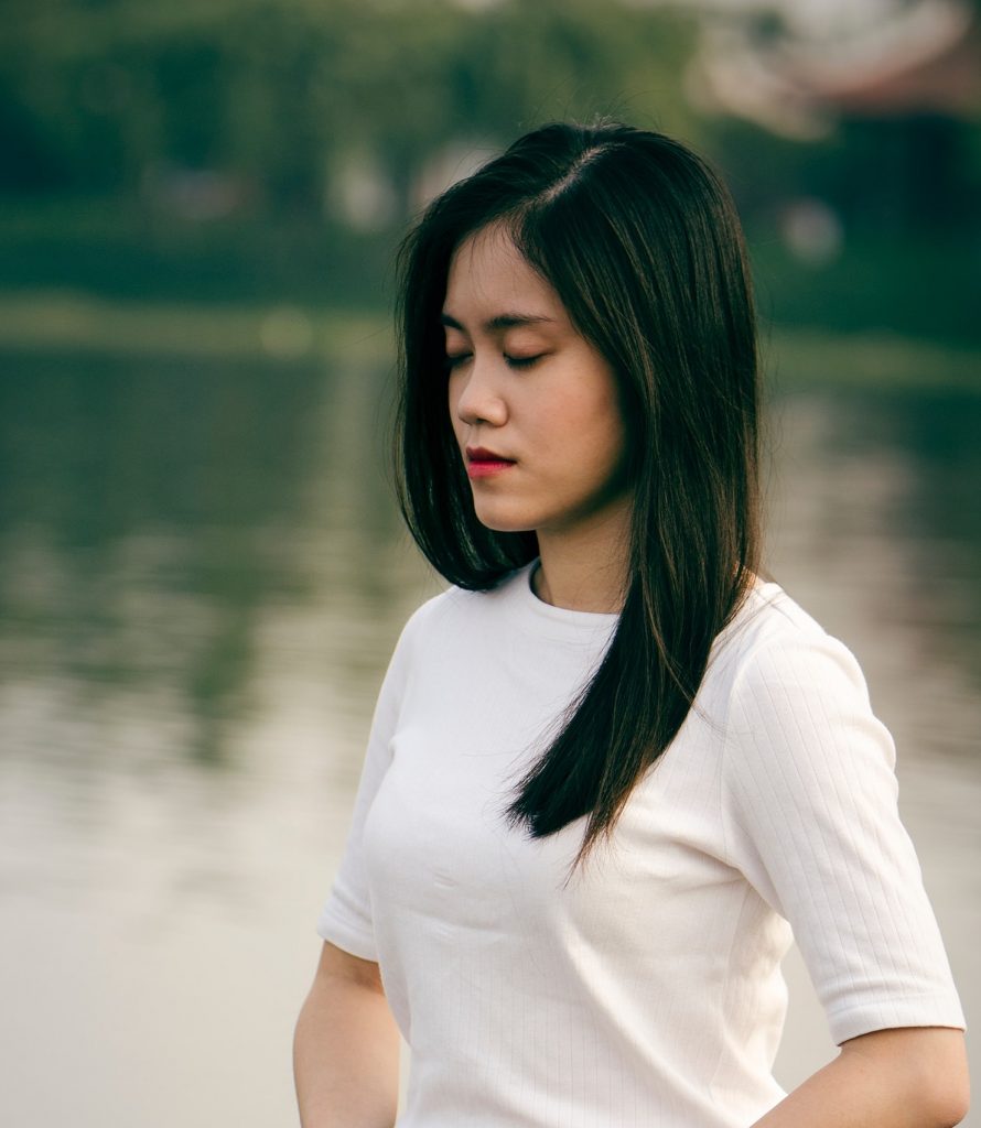 young woman meditating